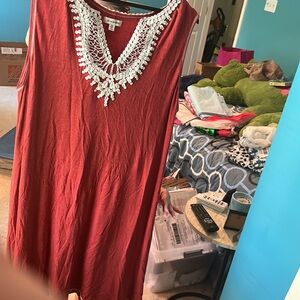 Max Studio Sz 2X Women's Crochet Trim Sleeveless dress in Terracota